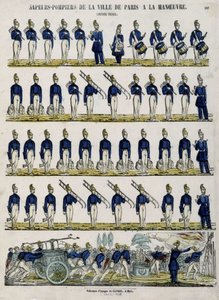 Brigade de pompiers de la ville de Paris en manœuvre - Image d