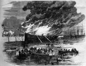 Incendie du « Gillchrest » dans le port du Havre, Seine-Maritime (76) - French School