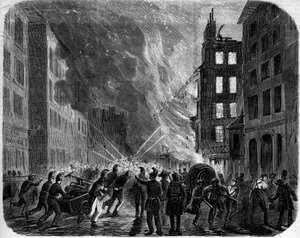 Incendie des nouvelles boutiques du « Grand Condé », Paris. - French School