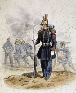 Pompiers vers 1860 - dessin par Lalaisse, Arts Déco - French School