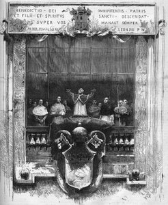 Première bénédiction du pape Léon XIII depuis le haut du podium intérieur de Saint-Pierre le 20 février - French School