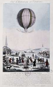 Premier vol à Annonay des frères Montgolfier en 1783 - French School