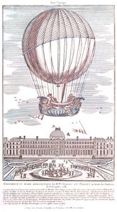 Premier vol en ballon à hydrogène habité, 1783 - French School