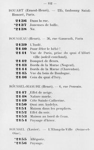 Première participation de Le Douanier Rousseau au Salon des Indépendants, catalogue, page 112, Paris, 1905 - French School