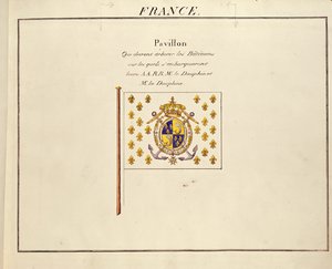 Drapeau du Dauphin et de la Dauphine, Louis-Antoine et Marie-Thérèse de France, de Pavillons des Puissances Maritimes, c.1815-30 - French School