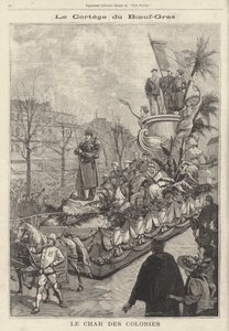 Char des Colonies dans le cortège du carnaval du Bœuf Gras, Paris, France - French School
