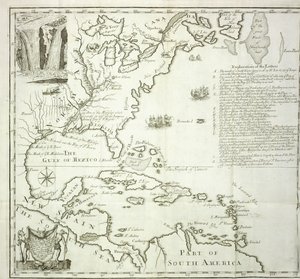 Carte pliable de la côte atlantique nord-américaine, 1714 - French School