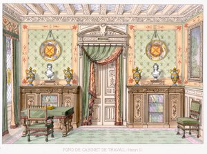 Fonde de cabinet de travail dans le style de Henri II de Le Garde-Meuble - French School