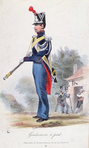 Gendarme à pied, gravé par Villain, vers 1830 - French School