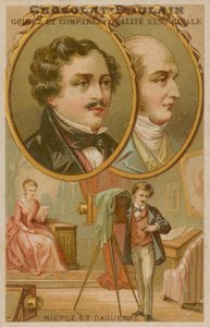 Fondateurs de la photographie Niepce et Daguerre avec photographe - French School