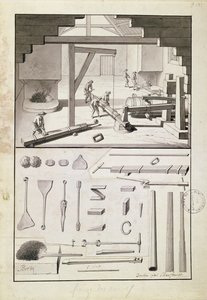 Fonderie, dessin pour la Description des Arts et Métiers, par L. Simonneau, qui a inspiré Diderot pour l