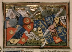 Bataille de Jérusalem en 1187, du Roman de Godefroi de Bouillon - French School