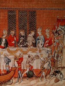 Scène de banquet, des Grandes Chroniques de France, 1375-79 - French School