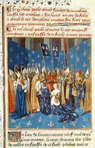 Couronnement de Louis VIII (1187-1226) et Blanche de Castille à Reims en présence du roi de Jérusalem - French School