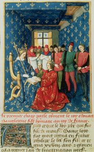 Édouard Ier (1239-1307) rend hommage au roi de France, Philippe IV le Bel (1268-1314), pour le duché d