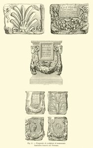 Fragments de sculpture et monuments funeraires trouves rue Vivienne (engraving) - French School