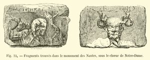 Fragments trouvés dans le monument des Nautes, sous le chœur de Notre-Dame - French School