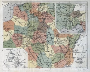 France et Belgique pour la campagne de 1814-1815 - gravure dans "Histoire de France" par Victor Duruy (1811-1894) - 1882 - French School
