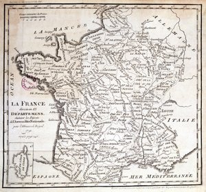 La France divisée en 83 départements suivant les décrets de l