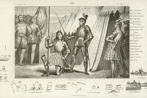 François Ier de France demandant à être fait chevalier par le Chevalier Bayard après la victoire à la bataille de Marignan, Italie, 1515