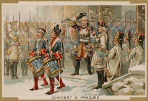 François de Chevert, général français, au siège de Prague, 1741 - French School