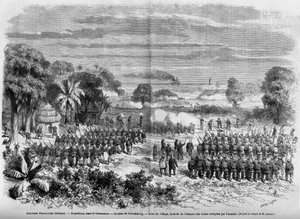 Colonies françaises (Sénégal) 1865 : Expédition en Casamance. Bataille de Guimbering, Capture du village, épisode de l