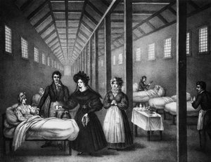 La reine française Marie Amélie visitant un hôpital, juin 1832 - French School