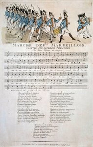 Révolution française : partition de La marche des Marseillois par Claude Balbastre (1724-1799), variation sur le thème de la Marseillaise, l