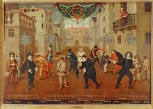 Comédiens français et italiens ... (peinture sur toile) - French School