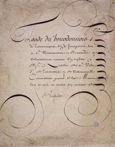 Calligraphie française : Lettre de la chambre des comptes par Louis Barbedor vers 1640 - French School