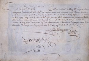 Calligraphie française : Reçu en faveur de Bernard de Beaugrand délivré le 2 juillet 1623. Bibliothèque Historique de la Ville de Paris - French School