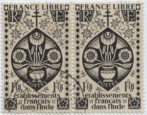 Établissements français en Inde - FRANCE LIBRE et Croix de Lorraine - Timbre 1942 - French School