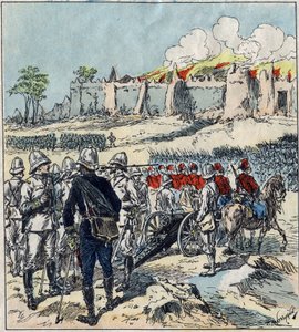 Expédition française au Dahomey (actuel Bénin). Le général Dodds formant ses colonnes d