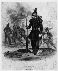 Pompiers français vers 1860 - dessin, Bibl. des Arts déco.