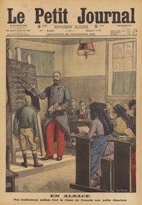 Soldat français enseignant le français à une classe d