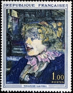 Timbre français avec peinture de Toulouse Lautrec - French School