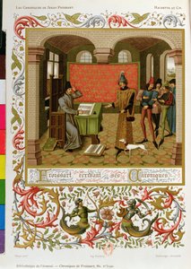 Froissart (1333-140001) écrivant ses chroniques (fac-similé du Ms. 5190) - French School