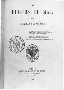 Couverture de la première édition de Les Fleurs du mal par Charles Baudelaire (1821-67) publiée par Poulet-Malassis et de Broise, 1857 - French School