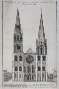 Frontispice du grand portail de la Cathédrale Notre-Dame de Chartres, dessiné sur place par Saint Vincent Géographe Ingénieur, sd. 19e siècle - French School
