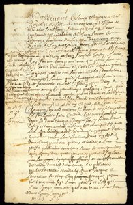 Contrat de commerce de fourrures entre François Francoeur et quatre voyageurs pour le transport de marchandises et l