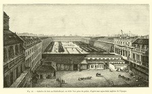 Galeries de bois au Palais-Royal, en 1828, vue prise du palais, d