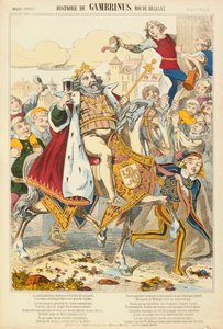 Gambriunus, roi légendaire de Flandre, feuille publiée par Verlag Haguenthal, Pont-à-Mousson, 1860