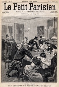 Maison de jeu à Paris : Descente de police dans un club de jeu (casino). Dans « Le Petit Parisien » le 26/02/1893 (gravure) - French School