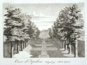 Jardins à Tshehar-Bagh, Ispahan, de Voyages du Chevalier Chardin en Perse, et autres Lieux de l