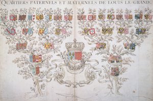 Généalogie de Louis XIV (1638-1715) montrant son droit à la couronne de France, 1643 - French School