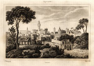 Vue générale de Sienne en Toscane, gravure par C. Deveze dans "Italie pittoresque", éditeur Amable Coste