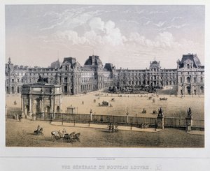 Vue générale du nouveau Louvre : Arc du Carrousel - Gravure du 19e siècle - French School