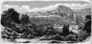 Vue générale des ruines de la Chartreuse de Laverne (XIIe siècle). Var (83) - French School