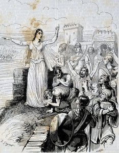 Geneviève rassure le peuple de Paris - dans « Histoire de France » par L.-P. Anquetil - French School