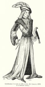 Gentilhomme à la mode de 1488 environ (gravure) - French School